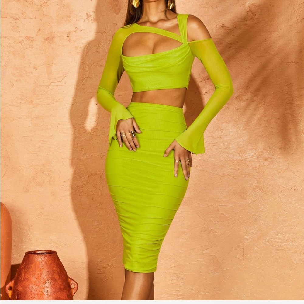 Oh Polly Lime Asymmetrical Dress